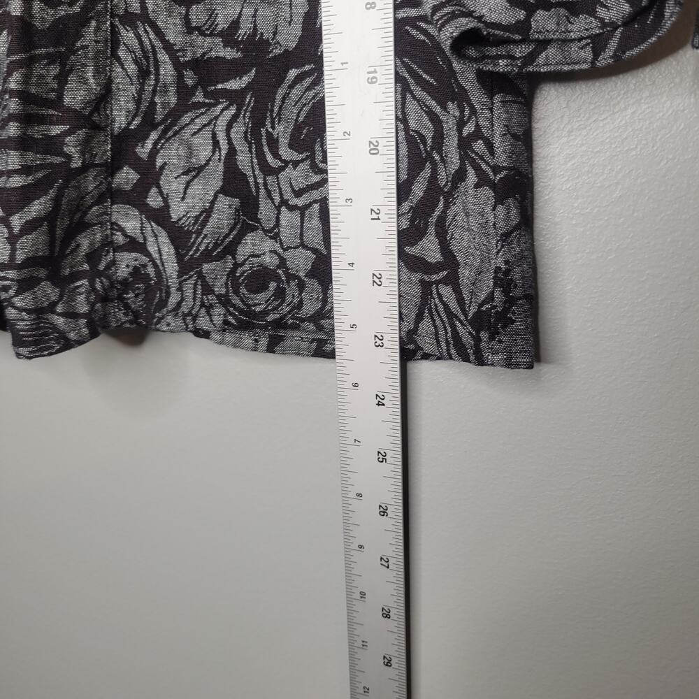 JM Collection Linen Jacket Women's Size 10 Black Gray Dark Floral Button Front - Picture 13 of 14